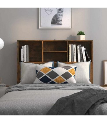 vidaXL Headboard Cabinet Smoked Oak 100x19x103.5 cm — Size: 100 x 19 x 103.5 cm