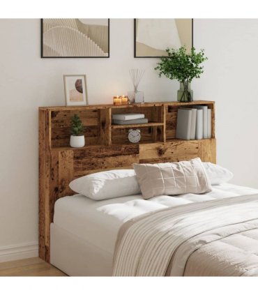 vidaXL Headboard Cabinet Old Wood 140x19x103.5 cm — Size: 140 x 19 x 103.5 cm