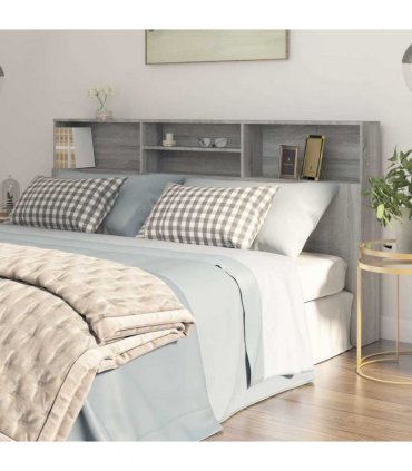 vidaXL Headboard Cabinet Grey Sonoma 200x19x103.5 cm — Size: 200 x 19 x 103.5 cm