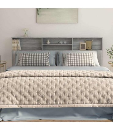 vidaXL Headboard Cabinet Grey Sonoma 200x19x103.5 cm — Size: 200 x 19 x 103.5 cm