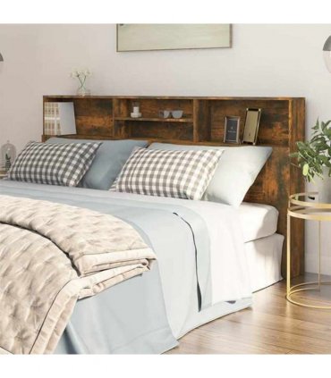 vidaXL Headboard Cabinet Smoked Oak 200x19x103.5 cm — Size: 200 x 19 x 103.5 cm