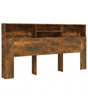 vidaXL Headboard Cabinet Smoked Oak 200x19x103.5 cm — Size: 200 x 19 x 103.5 cm