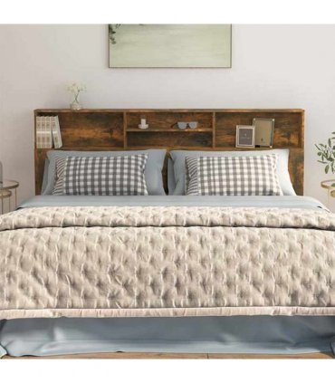 vidaXL Headboard Cabinet Smoked Oak 200x19x103.5 cm — Size: 200 x 19 x 103.5 cm