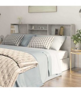 vidaXL Headboard Cabinet Concrete Grey 200x19x103.5 cm — Size: 200 x 19 x 103.5 cm