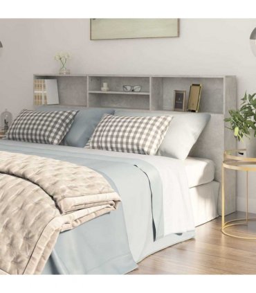 vidaXL Headboard Cabinet Concrete Grey 200x19x103.5 cm — Size: 200 x 19 x 103.5 cm