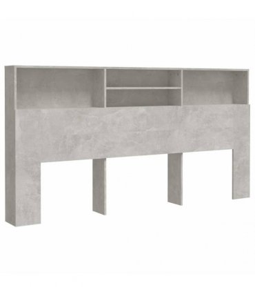 vidaXL Headboard Cabinet Concrete Grey 200x19x103.5 cm — Size: 200 x 19 x 103.5 cm