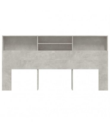 vidaXL Headboard Cabinet Concrete Grey 200x19x103.5 cm — Size: 200 x 19 x 103.5 cm
