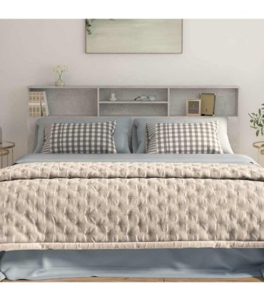 vidaXL Headboard Cabinet Concrete Grey 200x19x103.5 cm — Size: 200 x 19 x 103.5 cm