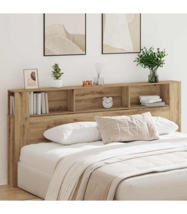 vidaXL Headboard Cabinet with Shelf Artisan Oak 220 x 18.5 x 102.5 cm — Size: 220 cm