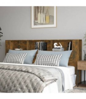 vidaXL Headboard Cabinet | Smoked oak | Engineered wood | 220x18.5x104.5 cm — Size: 220 cm
