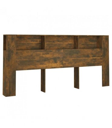vidaXL Headboard Cabinet | Smoked oak | Engineered wood | 220x18.5x104.5 cm — Size: 220 cm