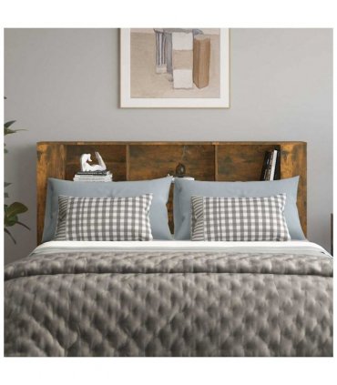 vidaXL Headboard Cabinet | Smoked Oak | Engineered wood | Standard — Size: 180 cm