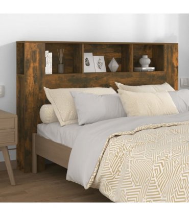 vidaXL Headboard Cabinet | Smoked Oak | Engineered Wood | 160x18.5x104.5 cm — Size: 160 cm