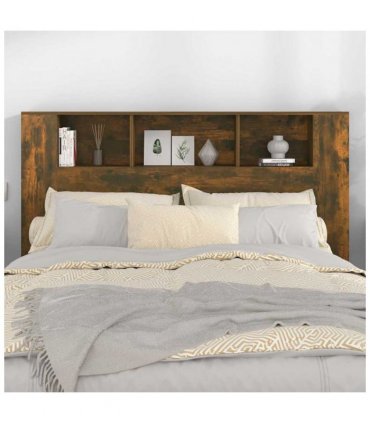 vidaXL Headboard Cabinet | Smoked Oak | Engineered Wood | 160x18.5x104.5 cm — Size: 160 cm