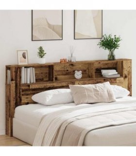 vidaXL Headboard Cabinet with Shelf Old Wood 220 x 18.5 x 102.5 cm — Size: 220 cm
