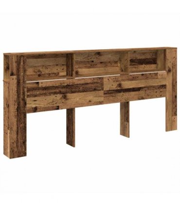 vidaXL Headboard Cabinet with Shelf Old Wood 220 x 18.5 x 102.5 cm — Size: 220 cm