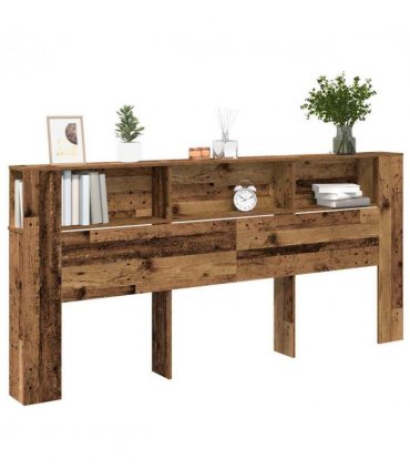 vidaXL Headboard Cabinet with Shelf Old Wood 220 x 18.5 x 102.5 cm — Size: 220 cm