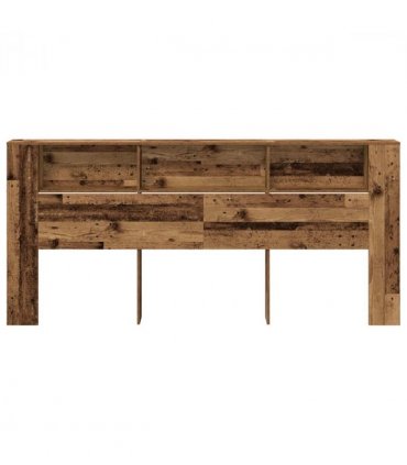 vidaXL Headboard Cabinet with Shelf Old Wood 220 x 18.5 x 102.5 cm — Size: 220 cm