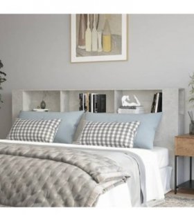 vidaXL Headboard Cabinet Concrete Grey 220x18.5x104.5 cm — Size: 220 cm