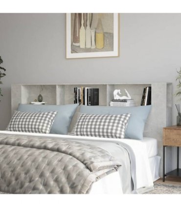 vidaXL Headboard Cabinet Concrete Grey 220x18.5x104.5 cm — Size: 220 cm