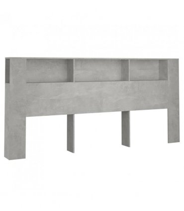 vidaXL Headboard Cabinet Concrete Grey 220x18.5x104.5 cm — Size: 220 cm