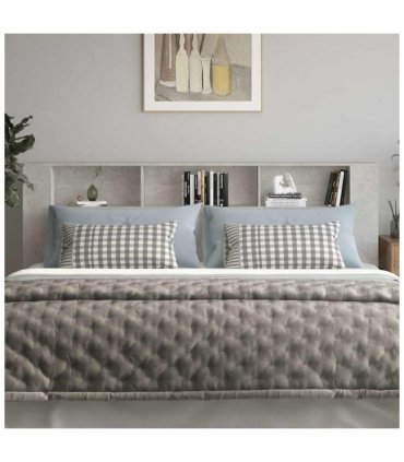 vidaXL Headboard Cabinet Concrete Grey 220x18.5x104.5 cm — Size: 220 cm