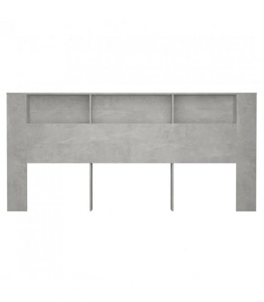vidaXL Headboard Cabinet Concrete Grey 220x18.5x104.5 cm — Size: 220 cm