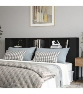 vidaXL Headboard Cabinet Black 220x18.5x104.5 cm — Size: 220 cm