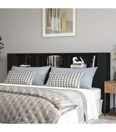 vidaXL Headboard Cabinet Black 220x18.5x104.5 cm — Size: 220 cm