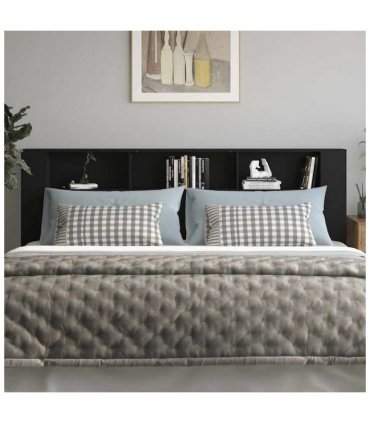 vidaXL Headboard Cabinet Black 220x18.5x104.5 cm — Size: 220 cm