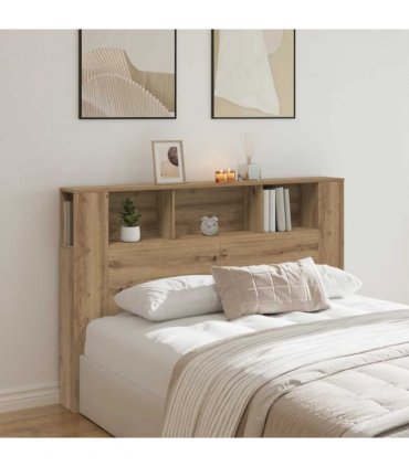 vidaXL Headboard Cabinet Artisan Oak 160x18.5x103.5 cm Engineered Wood — Size: 160 cm