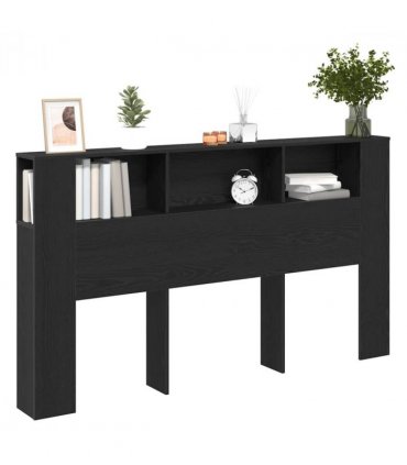 vidaXL Headboard Cabinet with Storage Black oak 180 x 18.5 x 102.5 cm — Size: 180 cm