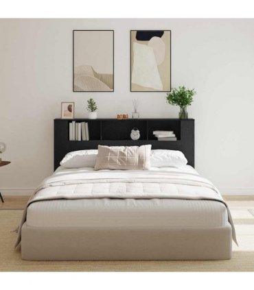 vidaXL Headboard Cabinet with Storage Black oak 180 x 18.5 x 102.5 cm — Size: 180 cm