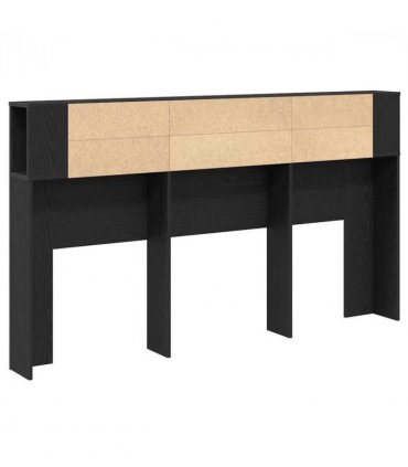 vidaXL Headboard Cabinet with Storage Black oak 180 x 18.5 x 102.5 cm — Size: 180 cm