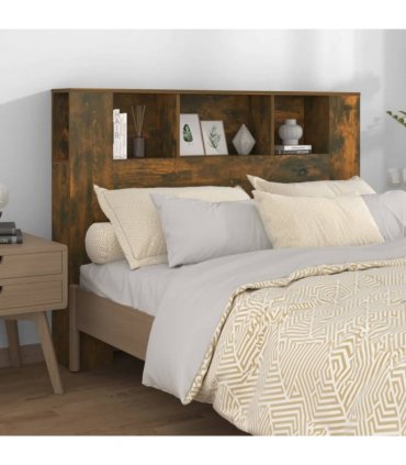 vidaXL Headboard Cabinet | Smoked oak | Engineered wood | 140x18.5x104.5 cm — Size: 140 cm