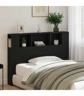 vidaXL Headboard Cabinet with Shelf Black Oak 140 x 18.5 x 102.5 cm — Size: 140 cm