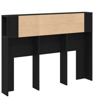 vidaXL Headboard Cabinet with Shelf Black Oak 140 x 18.5 x 102.5 cm — Size: 140 cm