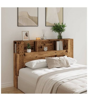 vidaXL Headboard Cabinet Old Wood 160x18.5x103.5 cm Engineered Wood — Size: 160 cm