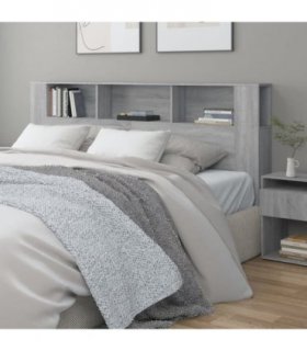 vidaXL Headboard Cabinet | Grey Sonoma | Engineered Wood | 200x18.5x104.5 — Size: 200 cm