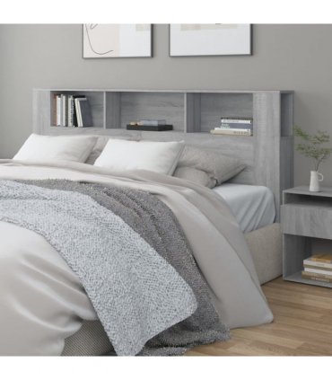 vidaXL Headboard Cabinet | Grey Sonoma | Engineered Wood | 200x18.5x104.5 — Size: 200 cm