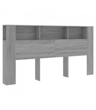 vidaXL Headboard Cabinet | Grey Sonoma | Engineered Wood | 200x18.5x104.5 — Size: 200 cm