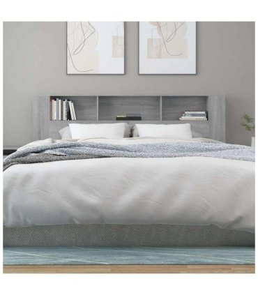 vidaXL Headboard Cabinet | Grey Sonoma | Engineered Wood | 200x18.5x104.5 — Size: 200 cm