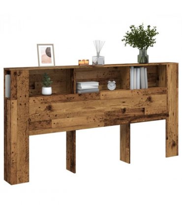 vidaXL Headboard Cabinet Old Wood 200x18.5x102.5 cm Engineered Wood — Size: 200 cm