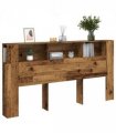 vidaXL Headboard Cabinet Old Wood 200x18.5x102.5 cm Engineered Wood — Size: 200 cm