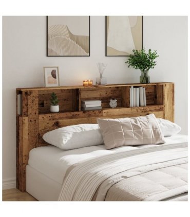 vidaXL Headboard Cabinet Old Wood 200x18.5x102.5 cm Engineered Wood — Size: 200 cm