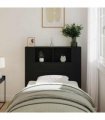 vidaXL Headboard Cabinet with Shelf Black Oak Engineered Wood — Size: 100 cm