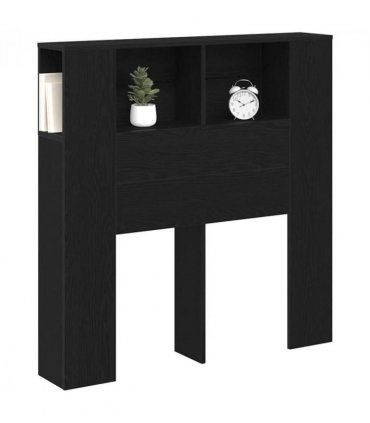 vidaXL Headboard Cabinet with Shelf Black Oak Engineered Wood — Size: 100 cm