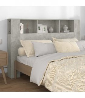 vidaXL Headboard Cabinet Concrete Grey 160x18.5x104.5 cm — Size: 160 cm