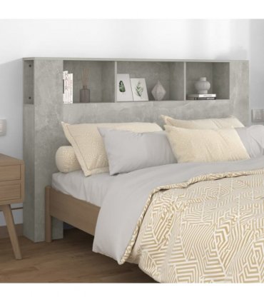 vidaXL Headboard Cabinet Concrete Grey 160x18.5x104.5 cm — Size: 160 cm