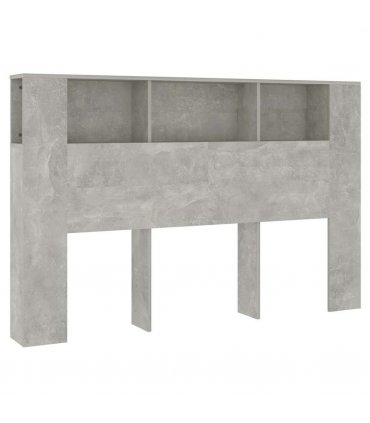 vidaXL Headboard Cabinet Concrete Grey 160x18.5x104.5 cm — Size: 160 cm